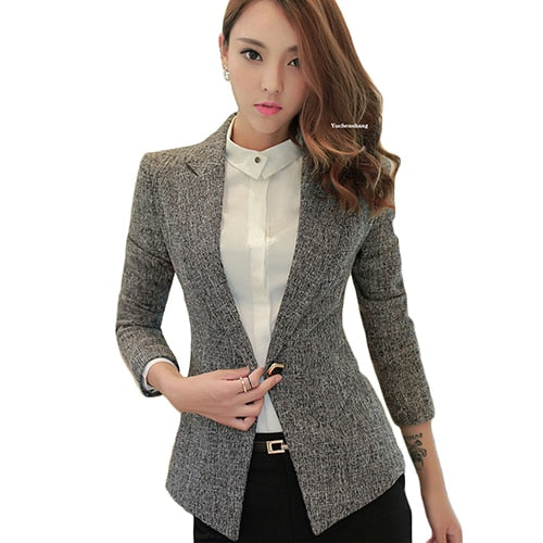 Women Notched Collar Blazer1`