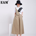 [EAM] High Waist Black Khaki Two Ways Wear Temperament Strap Half-body Skirt Women Fashion Tide New Spring Autumn 2020 1W742