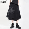 [EAM] High Elastic Waist Black Pattern Printed Irregular Half-body Skirt Women Fashion Tide New Spring Autumn 2020 1X349