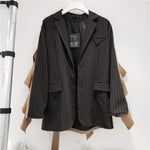 Women Black Striped Ruffles Split