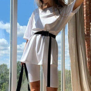 Women's Bicycles 2020 Summer Short Suit With Bicycles Two Piece Sets Shorts And Tops With Belt Casual Home Loose Shorts Suit