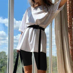 Women's Bicycles 2020 Summer Short Suit With Bicycles Two Piece Sets Shorts And Tops With Belt Casual Home Loose Shorts Suit