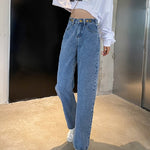 Women's High Waist Straight Jeans Three Buttons Adjustment Baggy Jeans Leisure Boyfriend Jeans For Ladies Pants Streetwear 2020