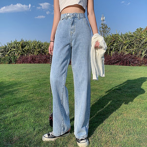 Woman Jeans High Waist Clothes Wide Leg Denim Clothing Blue Streetwear Vintage Quality 2020 Fashion Harajuku Straight Pants