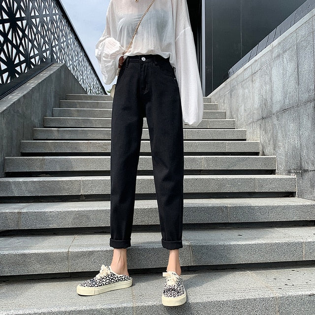 Woman Jeans High Waist Clothes Wide Leg Denim Clothing Blue Streetwear 2020 Fashion Harajuku Solid Straight Jeans Female Leisure